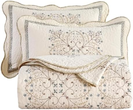Vctops Farmhouse Patchwork Reversible Quilt Set 3 Piece