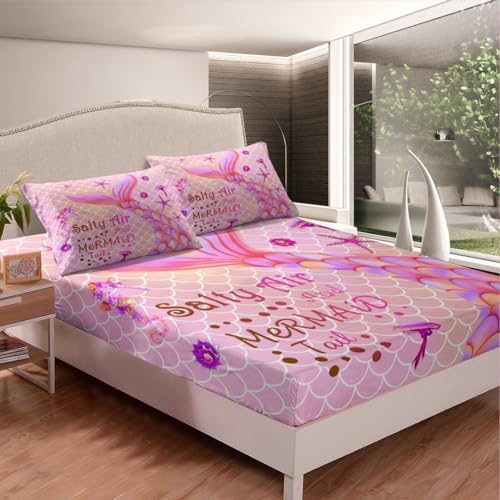 Pink Mermaid Sheet Set King Size Comfortable
