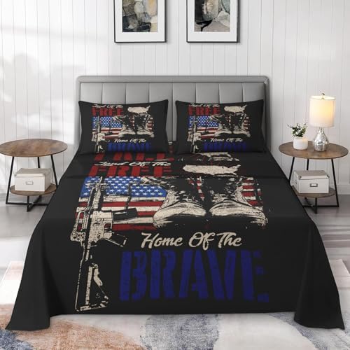 Pamnest King Size Bed Sheet Set with American Flag Design 1