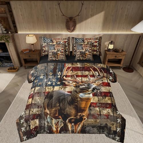 Feelyou Deer Hunting Comforter Set King Size 7 Piece