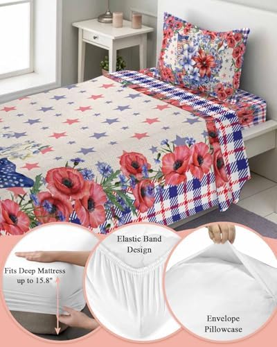 Boanket 4th of July Floral Twin XL Sheet Set 1
