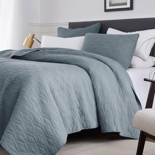 Palassio Blue Cotton Quilt Twin Set with Pillow Sham