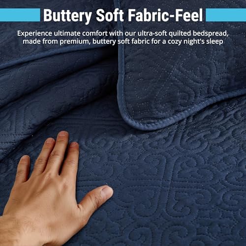 HLCME Lorenzo 3 Piece Quilt Set Navy Blue
