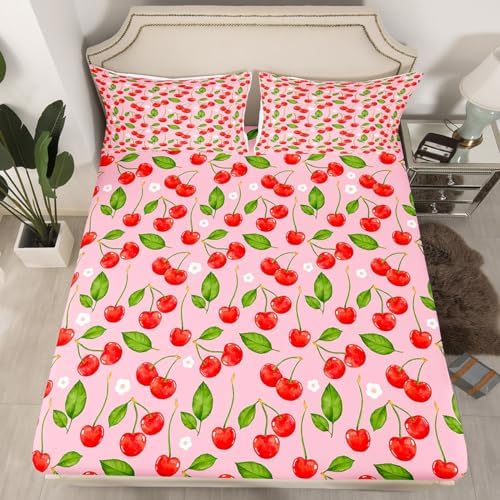 Jejeloiu Cherry Sheet Set King Size
