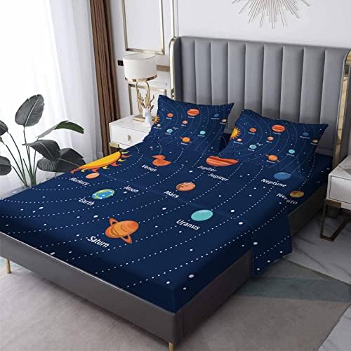 Solar System Sheets King - Navy Blue Kids Bed Sheet Set
