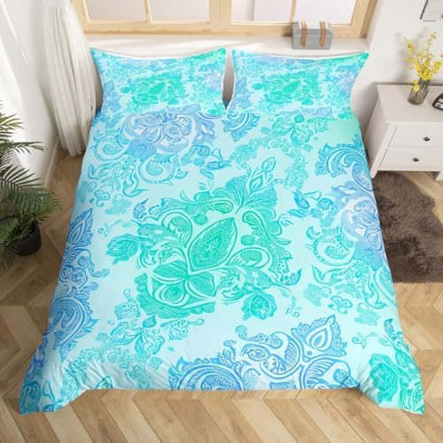 Erosebridal Boho Duvet Cover Set Teal Blue Green