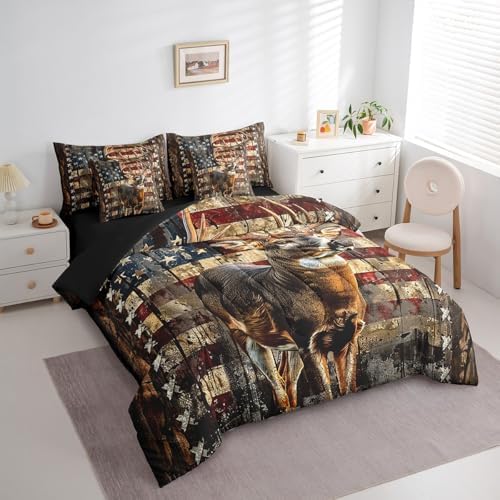 Feelyou Deer Hunting Comforter Set King Size 7 Piece