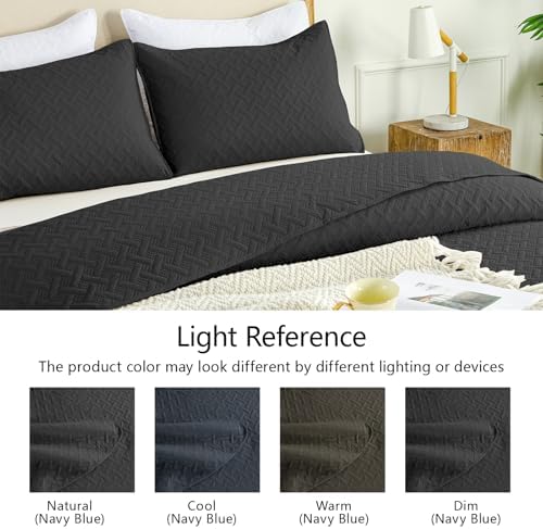 FLYMME King Size Quilt Bedding Set Black