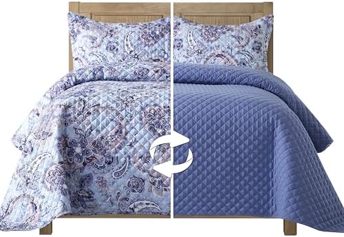 Elegant Comfort 3-Piece Reversible Floral Paisley Bedspread Set