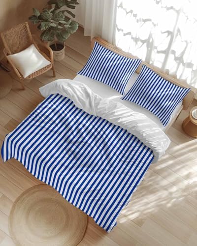 ZOE GARDEN Navy Blue Stripe Duvet Cover Set 3 pcs