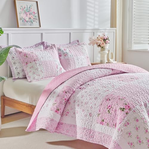 UOZZI Patchwork Quilt Set Queen Size 3 Pieces