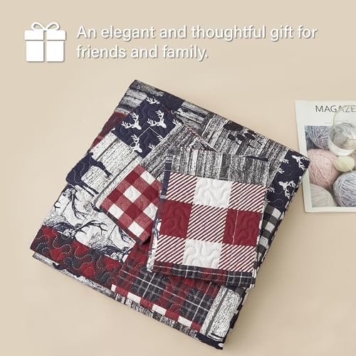 PPOLCA Queen Christmas Cabin Quilt Set 3-Piece Reversible