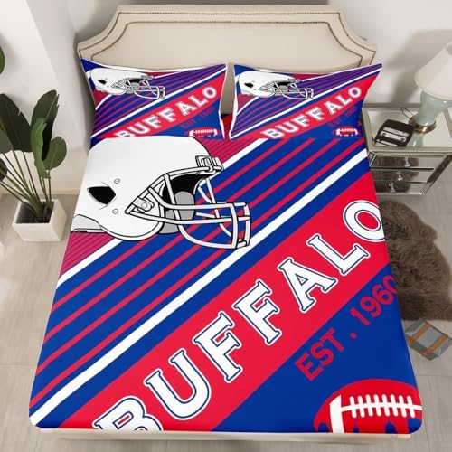 Erosebridal Boys Football Sheet Set Blue Red