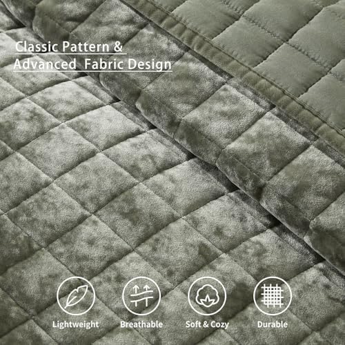 LEAONME Velvet Quilt King Size 98x106 Set