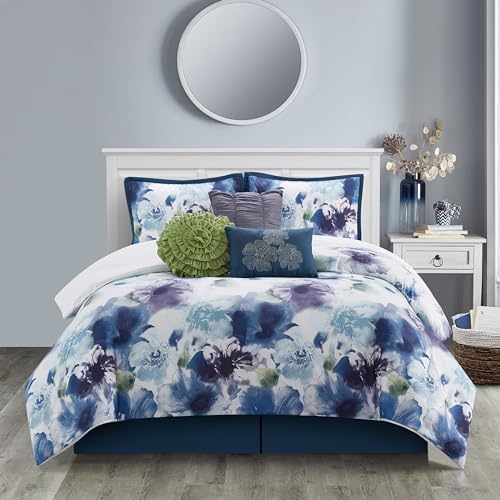 Grand Avenue Blue Purple Comforter Set 7 Piece