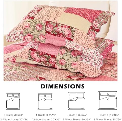 Cmfshape Summer Floral Oversize King Quilt Set