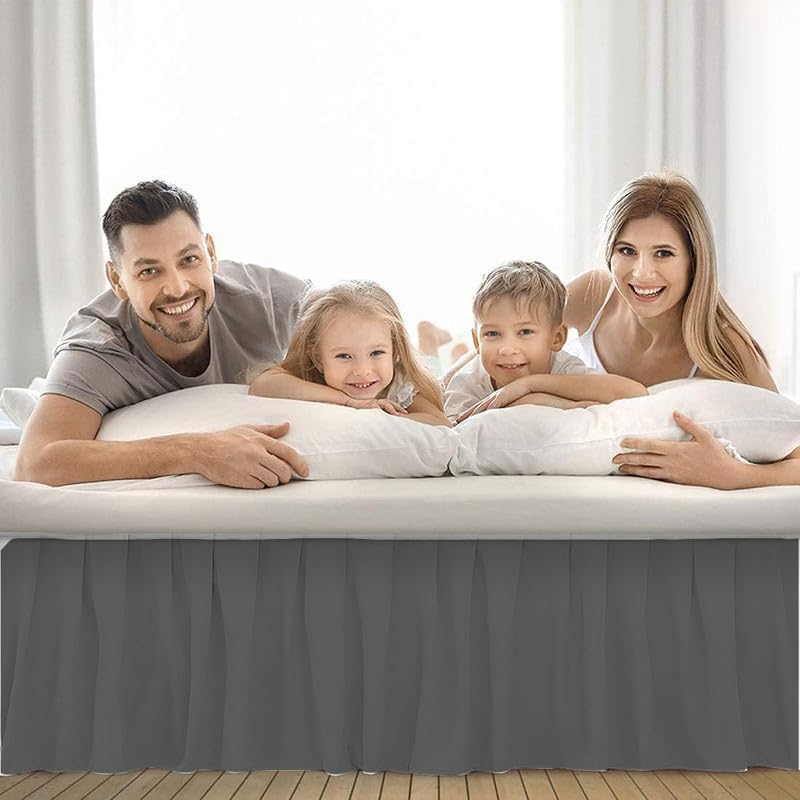 ARlinen Ruffled Bed Skirt Dark Grey King