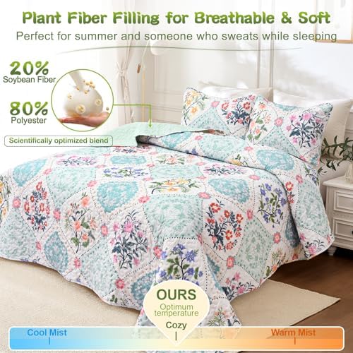 Uspring Queen Size Soybean Fiber Quilt Set with Pillow Shams