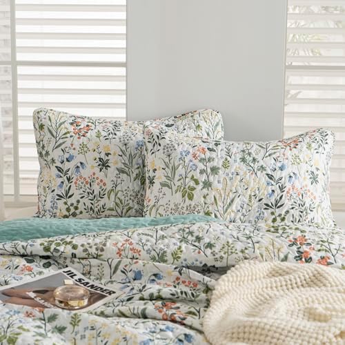 BUPIRD Floral Quilt Set King 3 Pieces