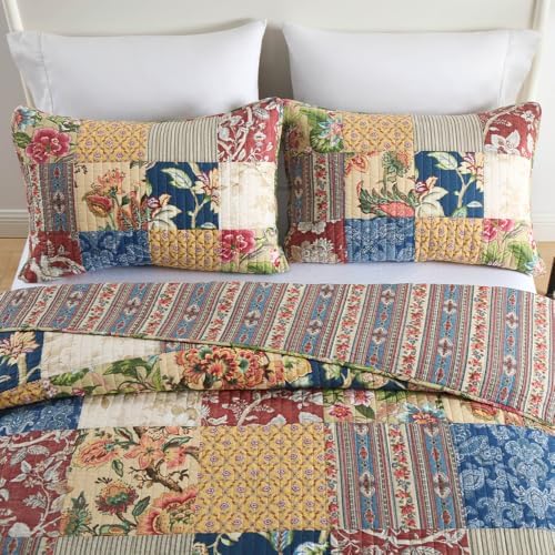 VISIMISI Cotton Patchwork Quilt Set 3 Pieces Reversible King Size