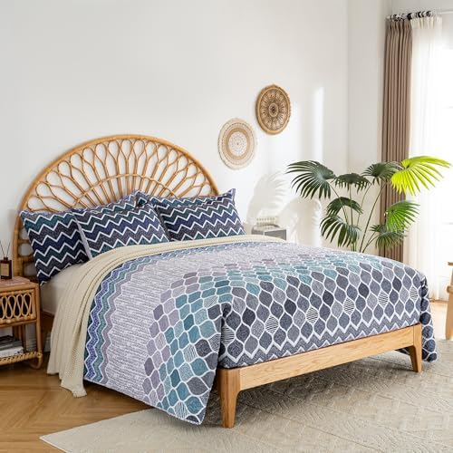 LIRISDOM Bohemian Quilt Set Queen 3 Piece Paisley Bedspread Set