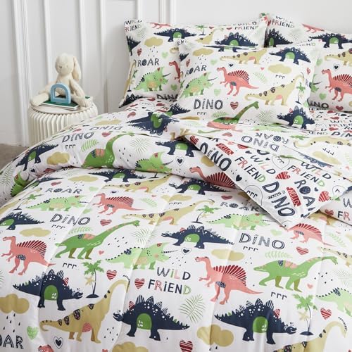 Joyreap 7-Piece Queen Bed in a Bag with Dinosaur Print