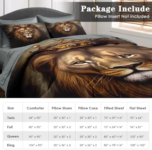 Pamnest King Lion Comforter Set 7 Pcs for Kids and Adults