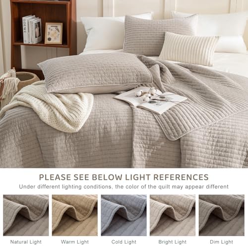 Sanracie King Size Quilt Set 3PCS Linen Crinkle