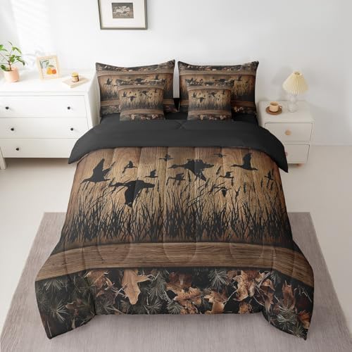Erosebridal 7 Piece Camo Mallard Duck Comforter Set for Kids Adults