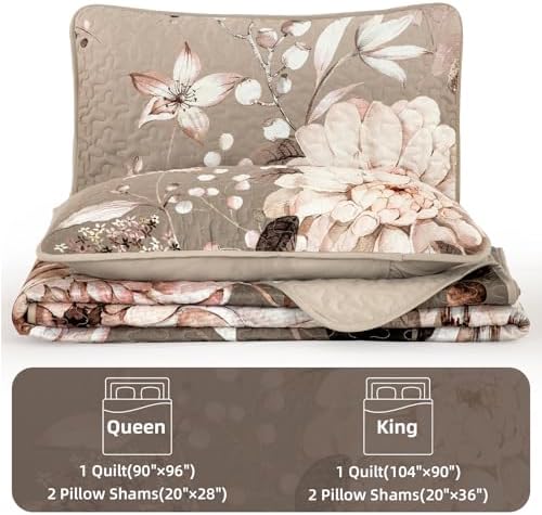 Drucon Floral Quilt Set Queen Size 3 Pieces