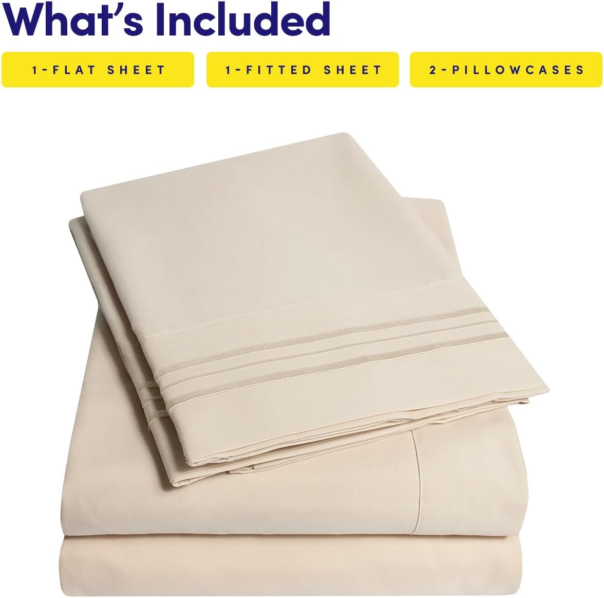 Sweet Home 1500 Supreme California King Sheet Set Beige Cream