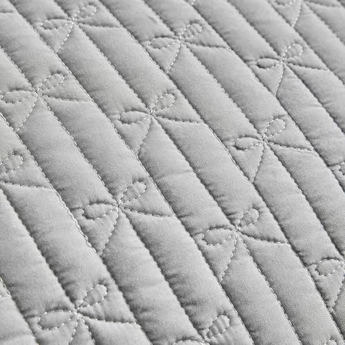 UOZZI BEDDING Ruffled Quilt Set King Size 96x108 Gray