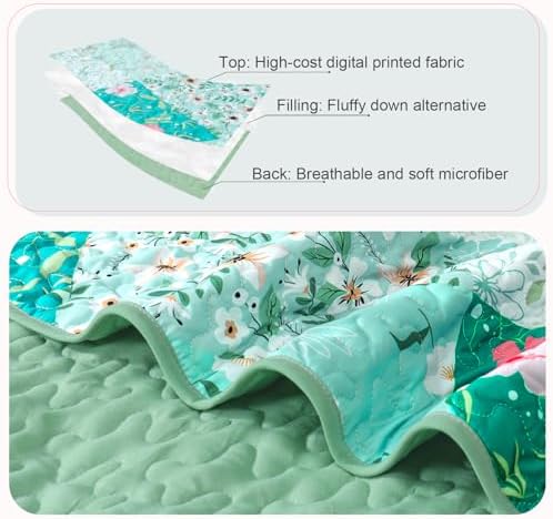Whale Flotilla Light Green Reversible Quilt Set Twin Size