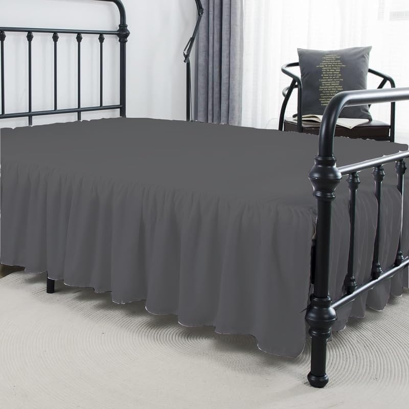 ARlinen Ruffled Bed Skirt Dark Grey King