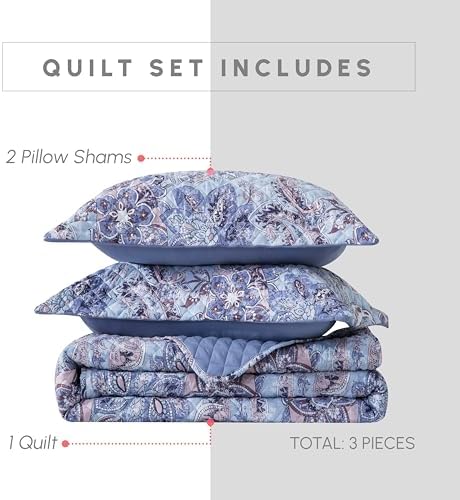 Elegant Comfort 3-Piece Reversible Floral Paisley Bedspread Set