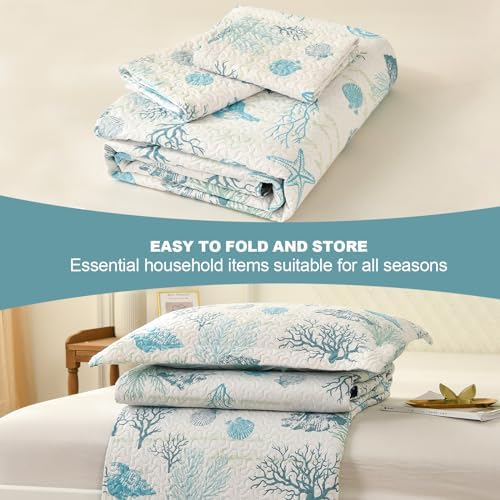 CHESITY 3-Piece Ocean Quilt Set Twin Size