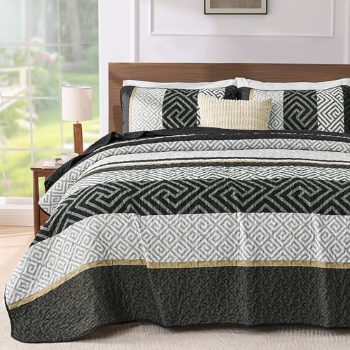 WONGS BEDDING Quilt Set Queen Size Black