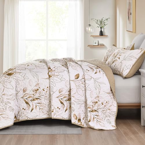 Anibedding Floral Queen Quilt Set with 2 Pillowcases