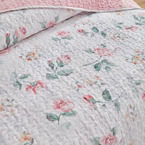 UOZZI Floral Quilt Set Queen Size 88x88 3PC Reversible