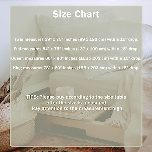Hiseng Bed Skirt 15 Inch Drop Adjustable Elastic