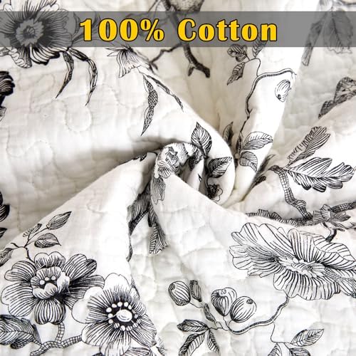 Evenhug 100 Cotton Reversible Quilt Set Queen Size Black Bird Pattern