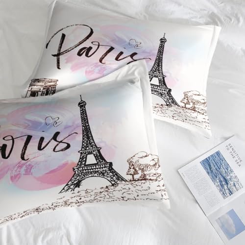 Pamnest Comforter Set King Size with Eiffel Tower Design