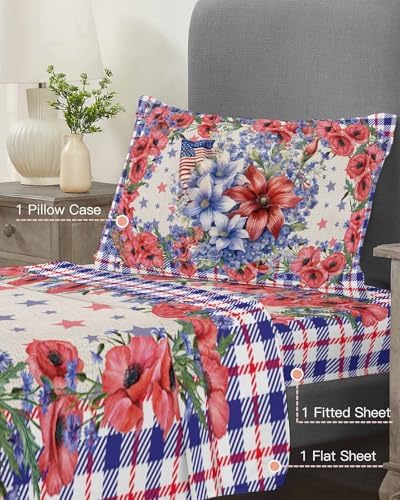 Boanket 4th of July Floral Twin XL Sheet Set 1