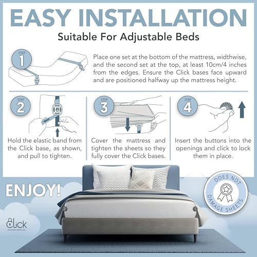 CLICK Bed Sheet Clips Straps for Adjustable Beds