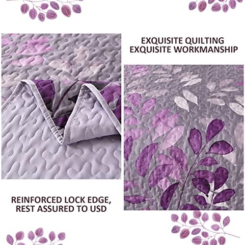 WONGS BEDDING Purple Floral Quilt Set King Size 3 Piece