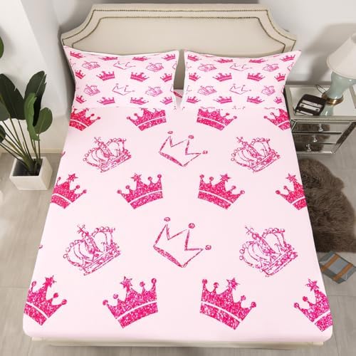 Castle Fairy Cartoon Crown Graffiti Bed Sheet Set for Kids