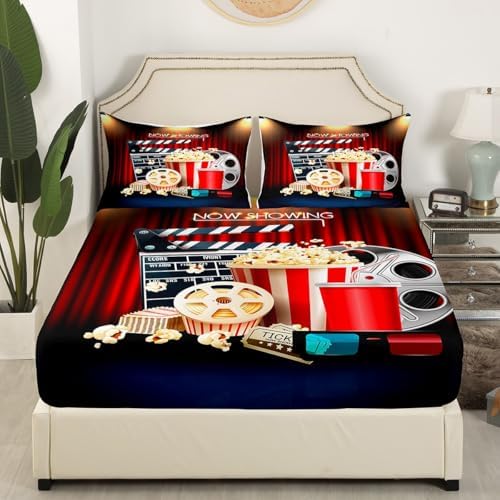 Movie Theater Theme Sheet Set King Size for Kids