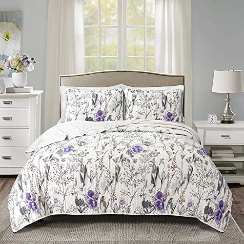Lush Decor Adalia 3-Piece PurpleGray Quilt Set King