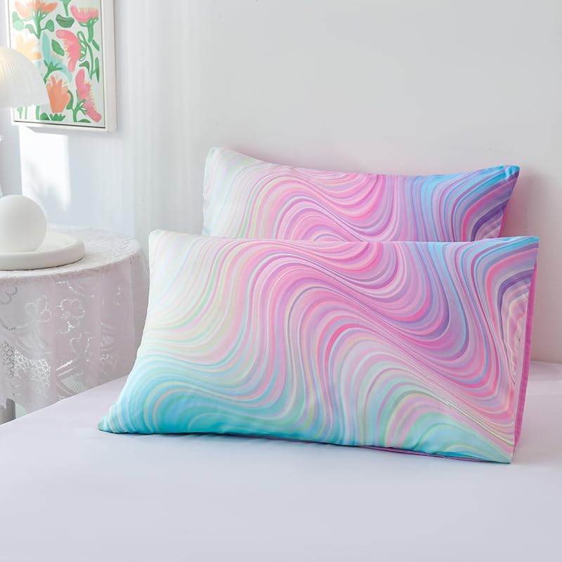Helloosuu 7PCS Queen Girls Pink Comforter Set