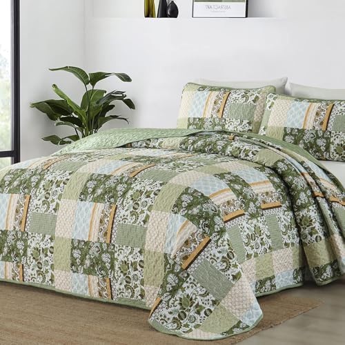 WONGS BEDDING Green Quilt Set King Size 3 Piece 1